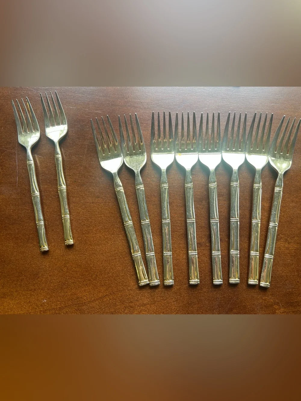 Vintage Mid Century Gold Plate Kona Bamboo  Flatware Set 33-Piece Elegant Cutler